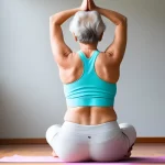 oudere vrouw die yoga doet, yoga of tai chi voor senioren
