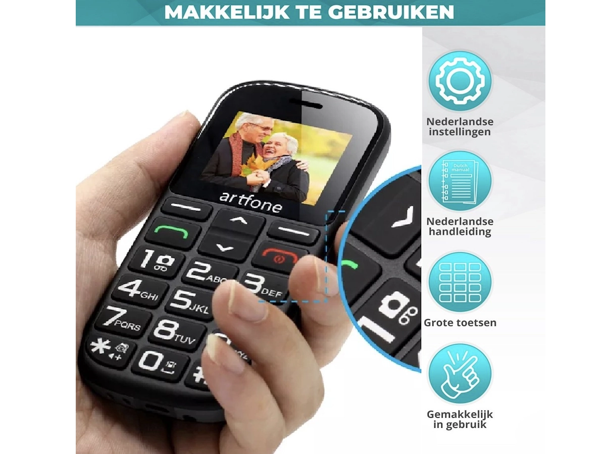 Artfone senior met de grote knoppen